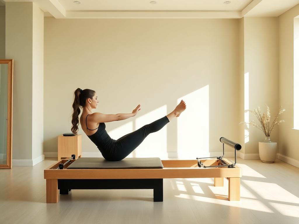 Aula de pilates em aparelho reformer na Corpo em Harmonia