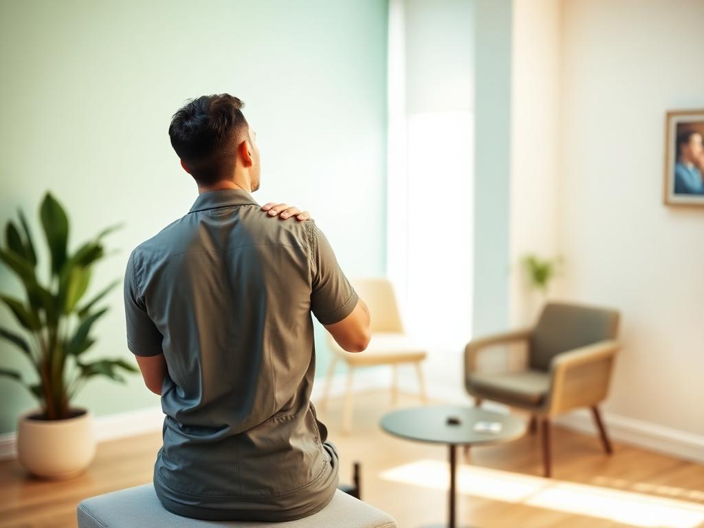 Avaliação postural de paciente durante sessão de quiropraxia